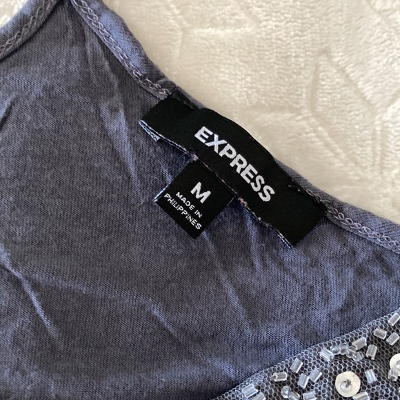 Express size medium grey adjustable strap halter “going out” top - Picture 2 of 7